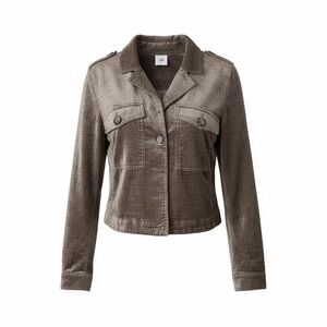 CAbi Gray Utility Jacket | Button Front Cropped Jacket | Size Small